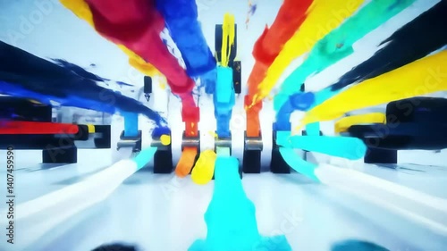 Colorful Abstract Light Trails in Geometric Space