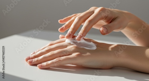 Wallpaper Mural Moisturizing hand care routine with cream on skin in natural light Torontodigital.ca