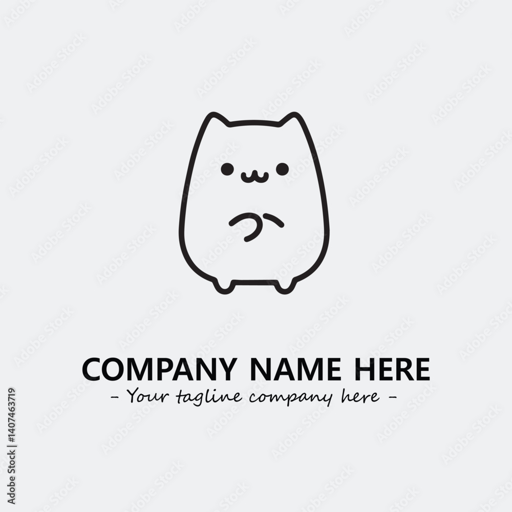 Cat illustration black and white for logo company vector image Cat illustration black and white for logo company vector image
