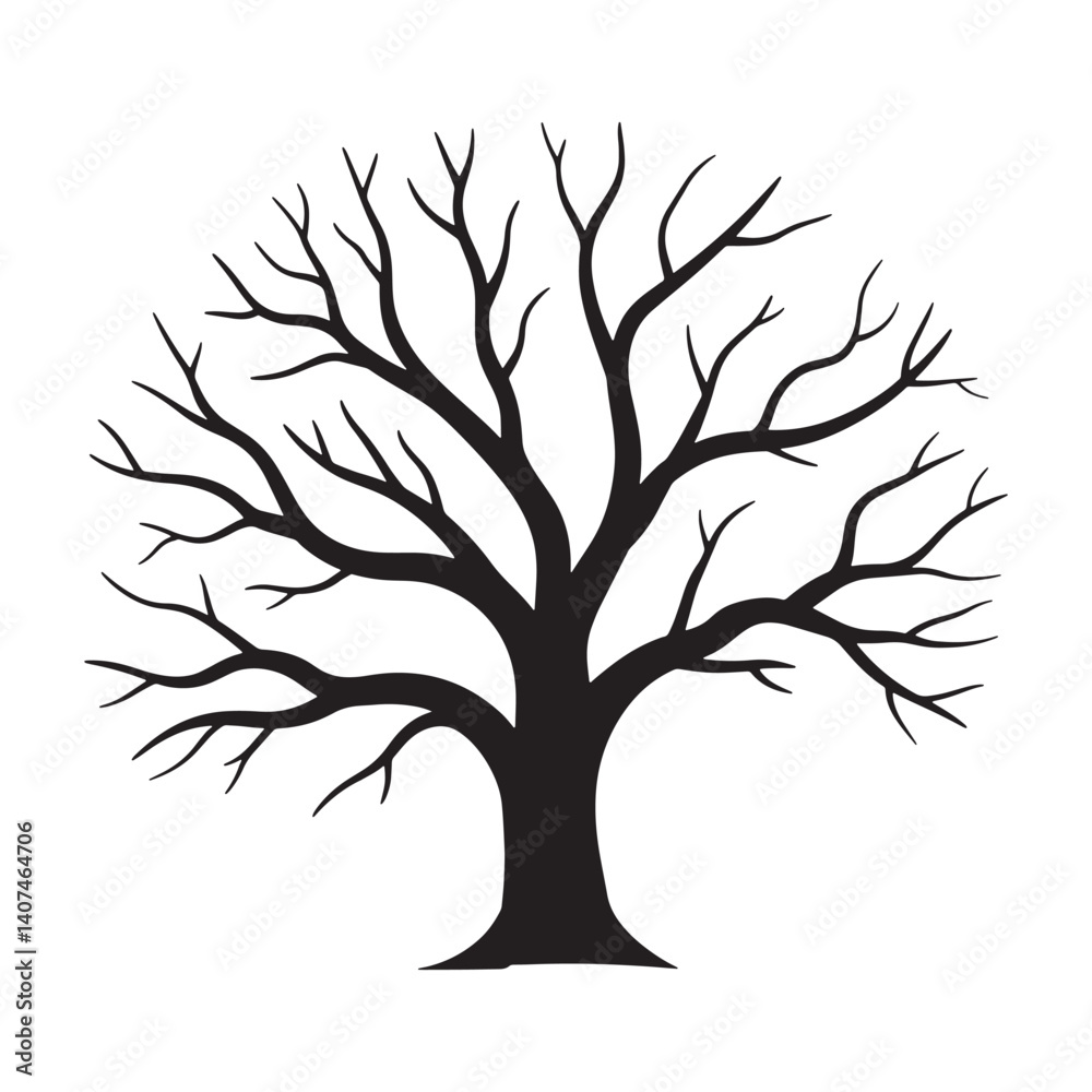 Fototapeta premium Dead tree black silhouette design on white background
