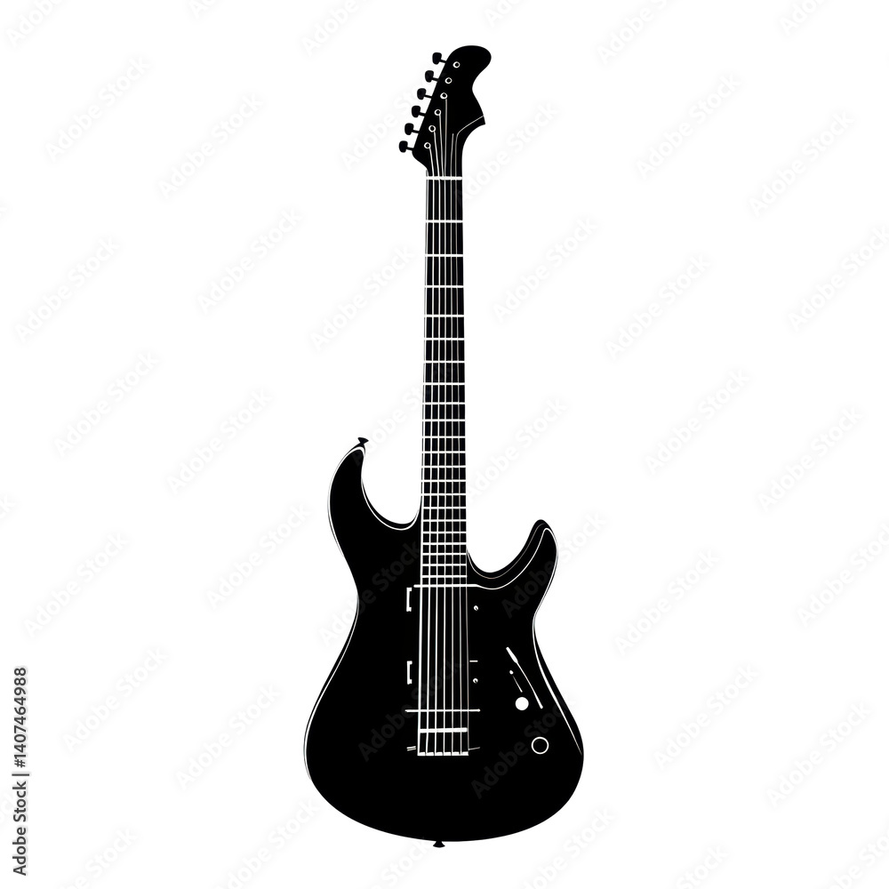 Obraz premium Isolated Black Electric Guitar Silhouette