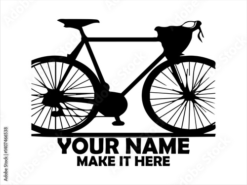 Classic road bicycle depicted in a clean black and white line art illustration showcasing its frame and components. Transportation concept, bicycle logo design and bicycle vector design