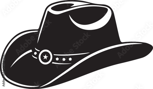 Black Cowboy Hat Vector Illustration on White Background