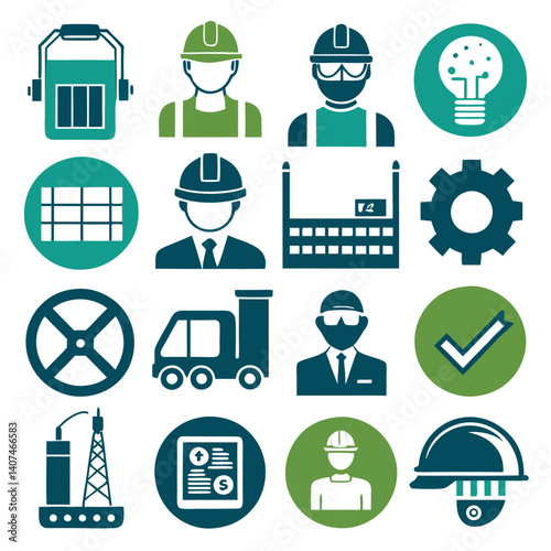 Industry and construction icon vector symbol illustration set