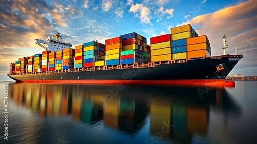 Wallpaper Mural Majestic Cargo Ship at Sunset Torontodigital.ca