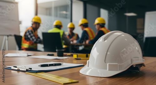 Construction team meeting plans documents