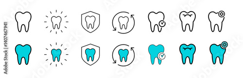 Tooth icon. Dental clinic logo. Human teeth vector illustration. Blue dentistry logotype. Oral hygiene concept. Dentist sign. Molar tooth enamel symbol. Simple tooth pictogram design isolated.
