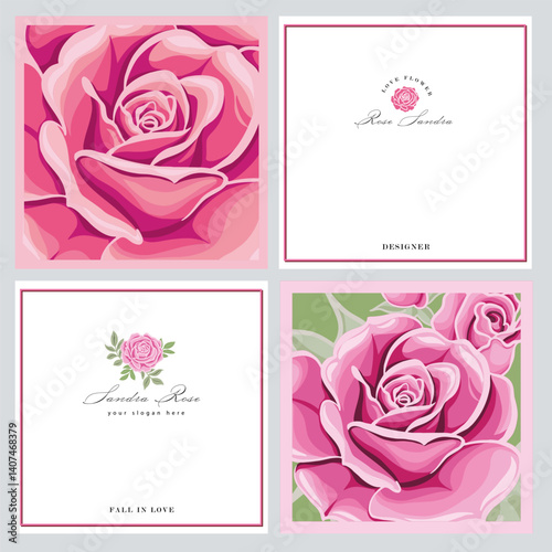 Vintage set of banners roses template. Elegant design for corporate identity, invitation, book covers. Design of background products.
