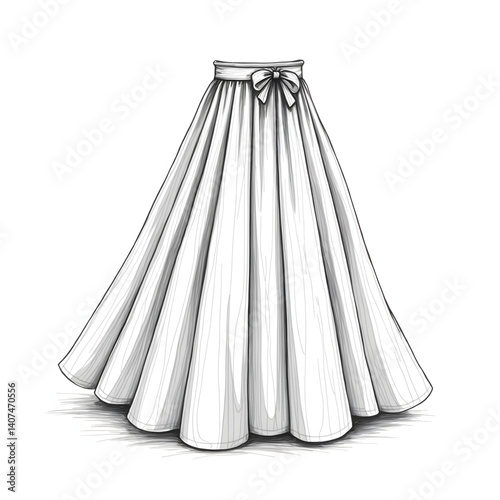 A black and white skirt illustration of a coloring page