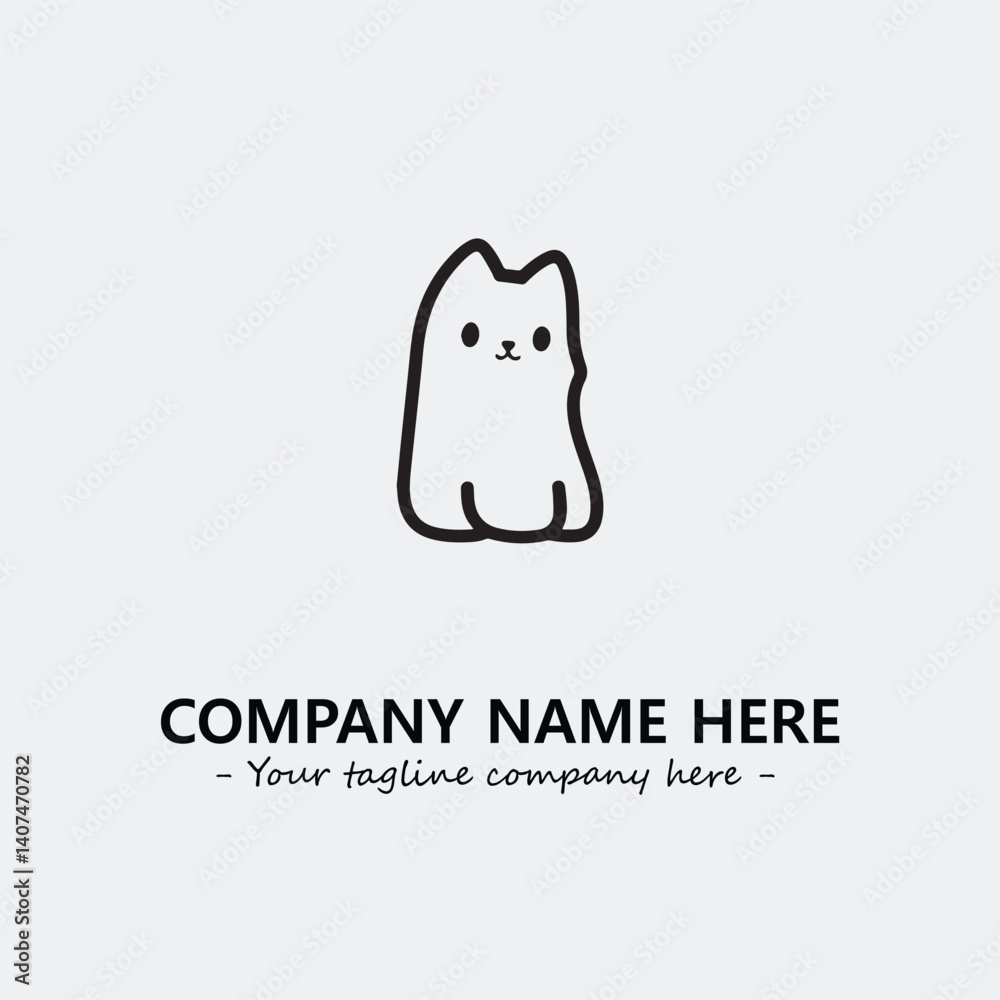 Cat illustration black and white for logo company vector image Cat illustration black and white for logo company vector image