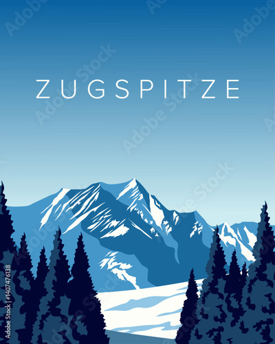 Zugspitze Germany travel banner, poster