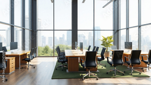 Modern Open Office with City View