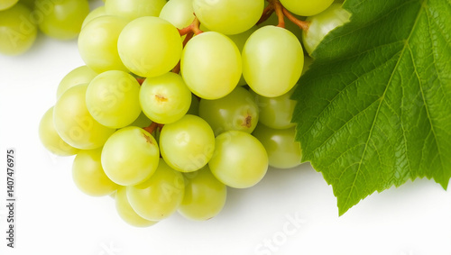 Natural Organic Green Grapes and Leaf Display