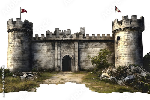 Obraz na płótnie fort surrounded castle on transparent background, png file w salonie