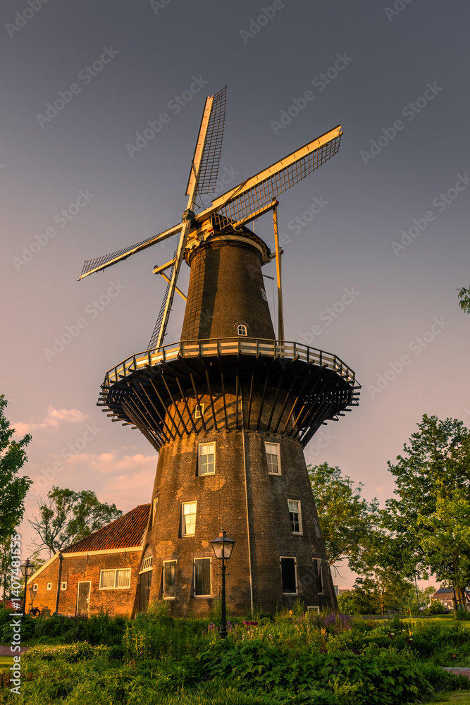 Leiden, Netherlands, beautiful wooden windmill
