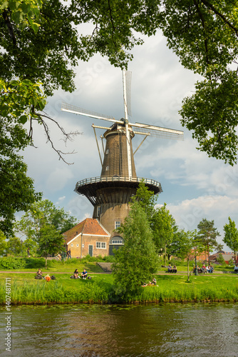 Leiden, Netherlands, beautiful wooden windmill