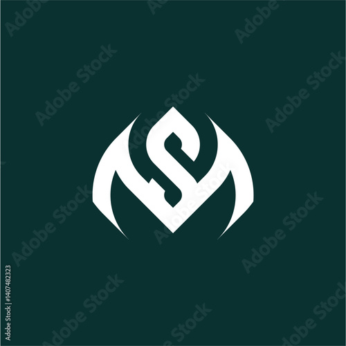 SM Monogram logo concept with Green background