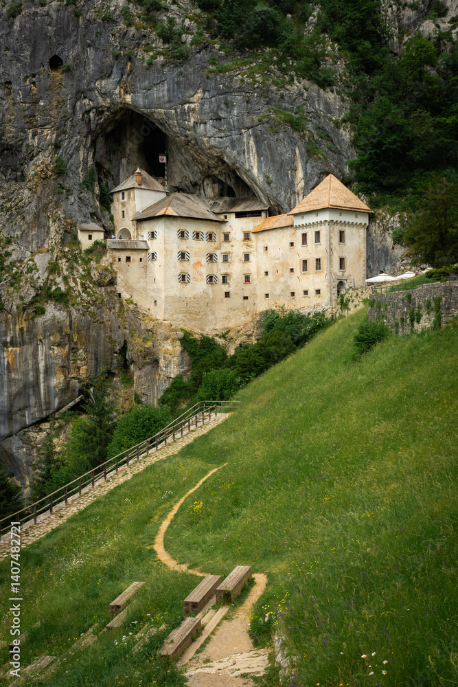 Predjama Castle or Castel Lueghi built within a cave near Postojna. Renaissance castle built within a cave mouth in Slovenia. Predjama Castle or Castel Lueghi built within a cave near Postojna. Renaissance castle built within a cave mouth in Slovenia.