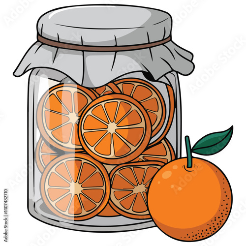 orange jam glass jar fruit isolated vector illustration on white background