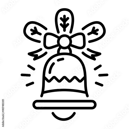Line icon of decorative easter bell 