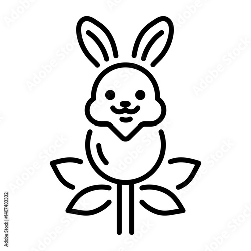 A linear style icon of bunny lollipop 
