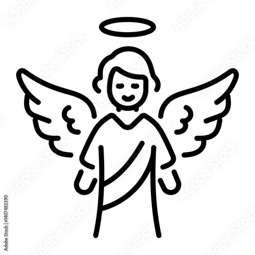 A linear style icon of guardian angel 
