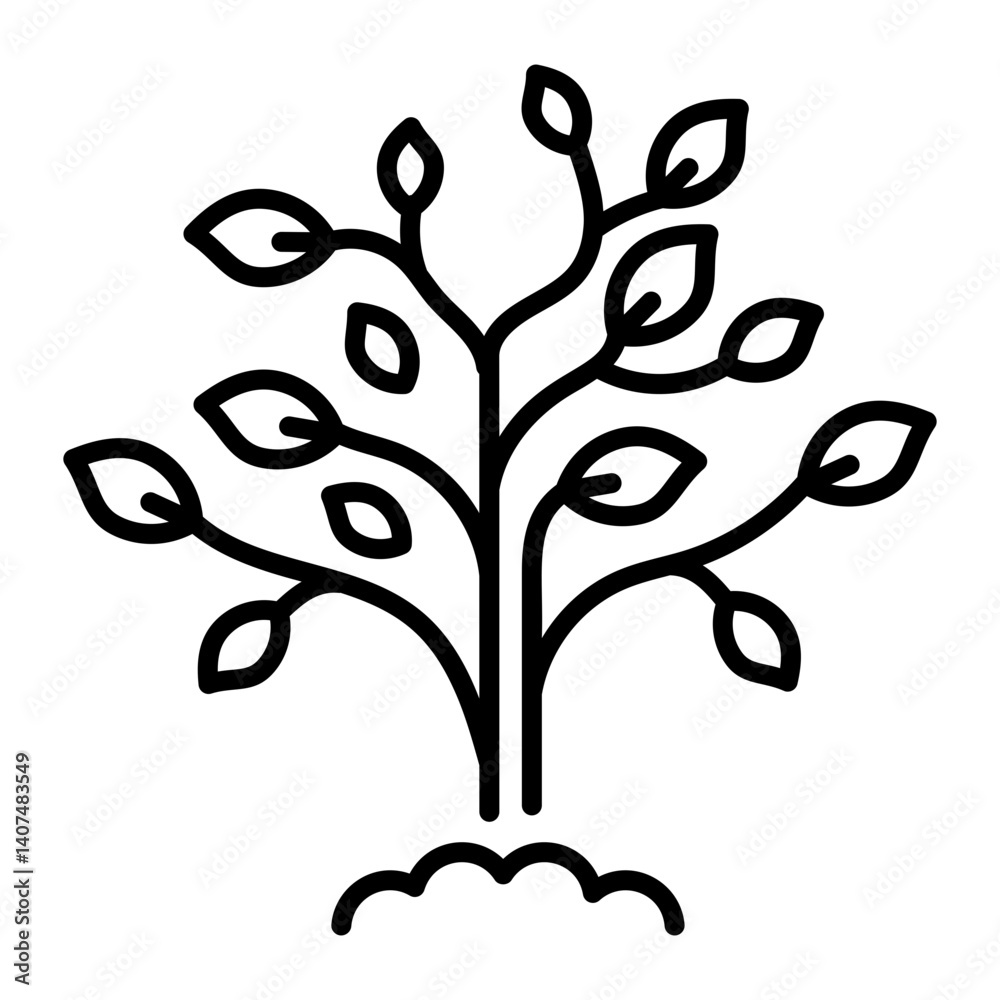 A linear style icon showing a tree 