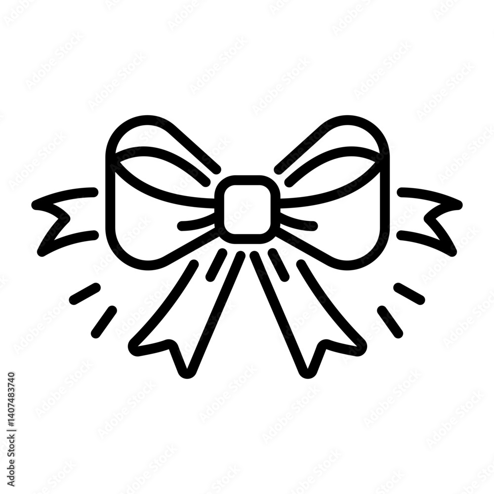 A decorative ribbon bow icon in line style A decorative ribbon bow icon in line style