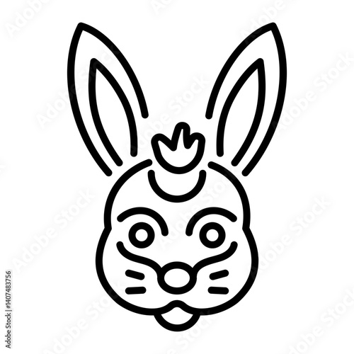 Easter bunny mask icon in linear style 