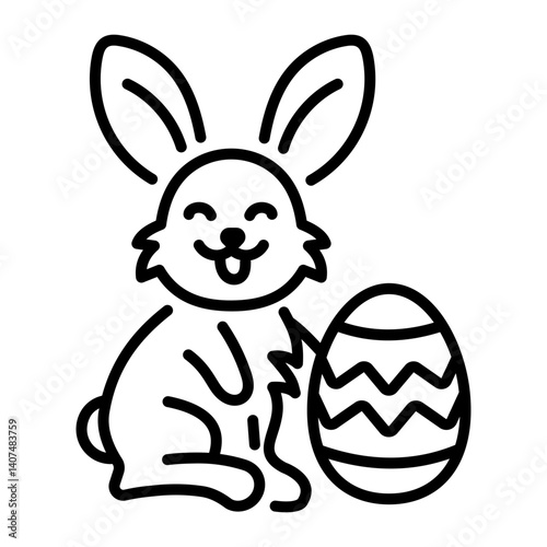 A linear style icon of cute easter rabbit