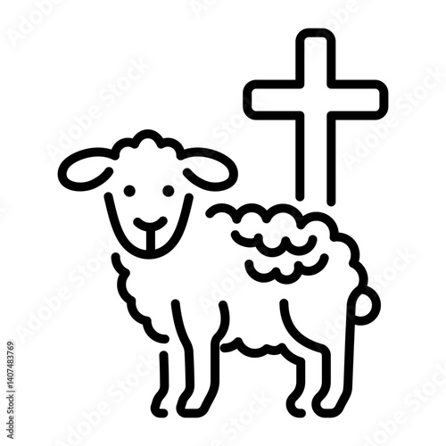 A linear style icon showing holy lamb 