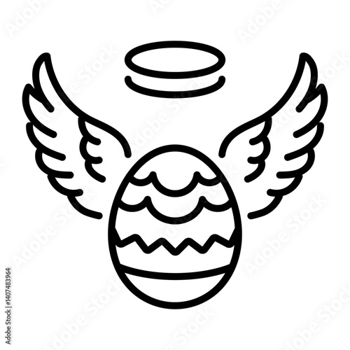 A linear style icon depicting a holy egg 