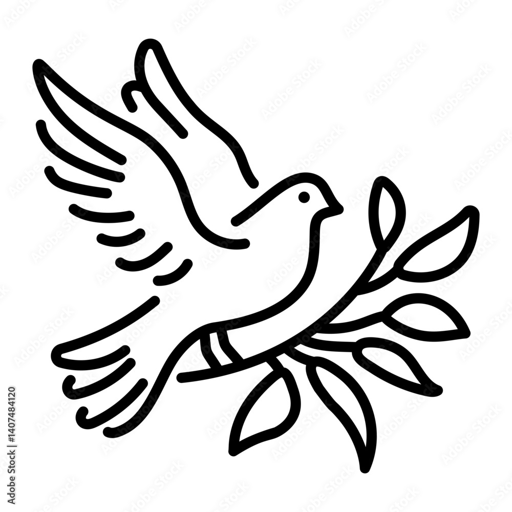 Fototapeta premium Peace dove flying, a linear style icon 