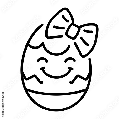A linear style icon of a bow egg 
