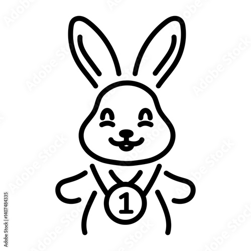 A happy bunny showing easter fun, line style icon 