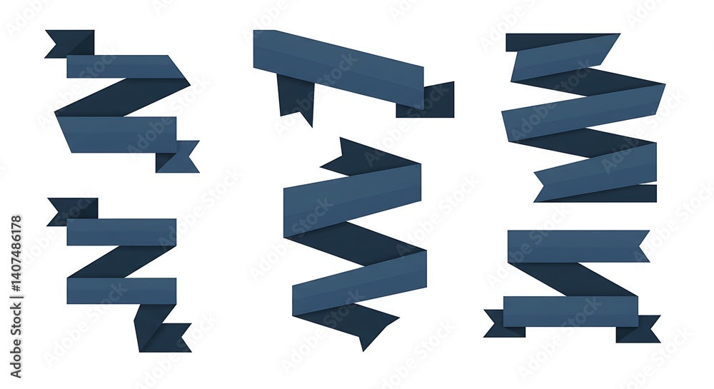 Collection of Elegant Dark Blue Ribbons: Perfect for Design Projects Collection of Elegant Dark Blue Ribbons: Perfect for Design Projects