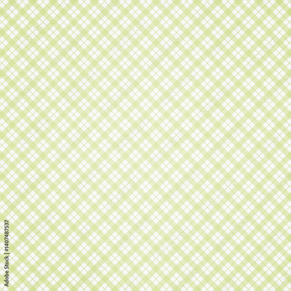 Green plaid gingham, scottish tartan texture, grid graph paper with rhombus squares pattern, picnic napkin and curtain tablecloth, vector seamless geometric checkered fabric Green plaid gingham, scottish tartan texture, grid graph paper with rhombus squares pattern, picnic napkin and curtain tablecloth, vector seamless geometric checkered fabric