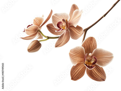 Elegant orchid flower blooms showcase delicate petals and intricate patterns, creating stunning visual display of nature beauty