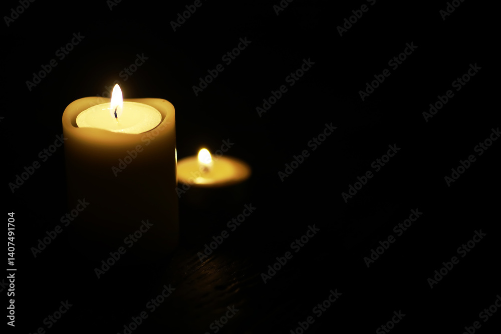 Tranquil Candle Light in Darkness, Warm Glow of Peace and Serenity