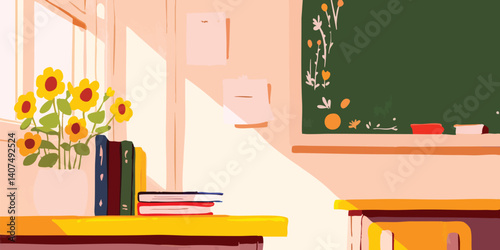 A serene classroom bathed i...