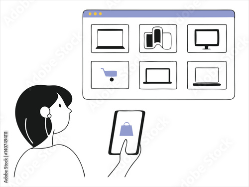 Woman shopping online on her tablet, browsing products on a website