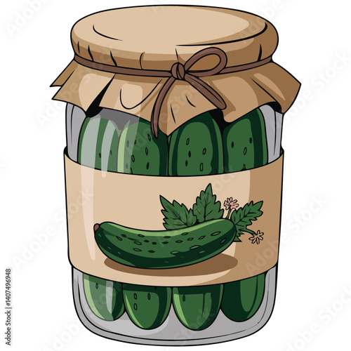 salty canned cucumbers snack food isolated vector illustration on white background