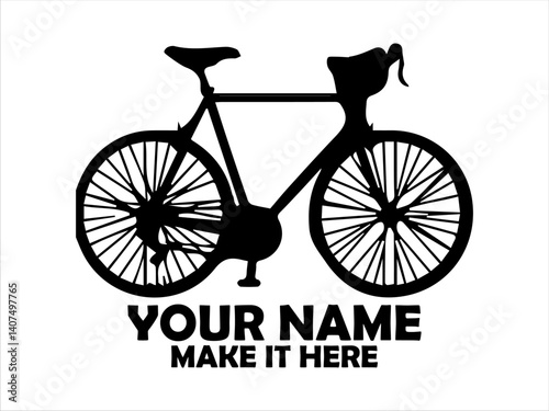 Classic road bicycle depicted in a clean black and white line art illustration showcasing its frame and components. Transportation concept, bicycle logo design and bicycle vector design
