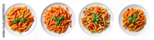 Delicious Rotini Pasta with Cherry Tomatoes and Basil in Rich Tomato Sauce Four Variations on a Classic Italian Dish