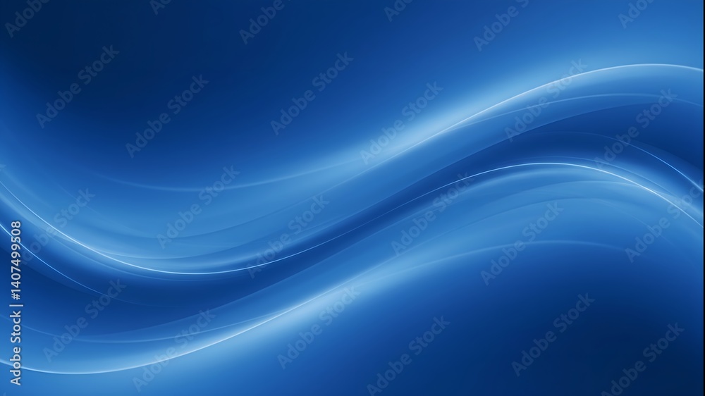 Naklejka premium Abstract background with smooth glowing blue curves and gradients. Perfect for tech, corporate, or futuristic design themes.