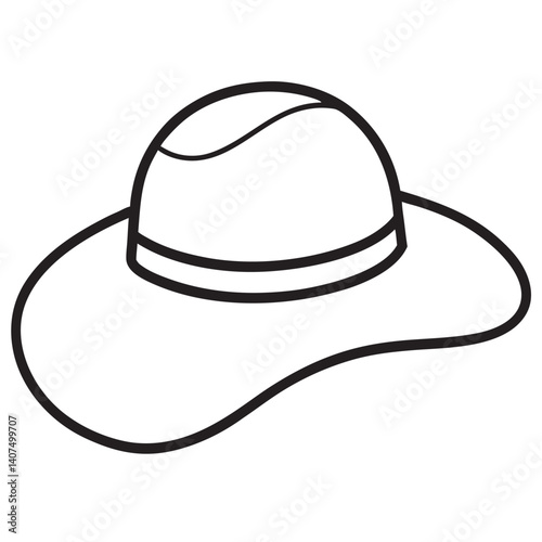 Vector on white background women hat sketch lines  