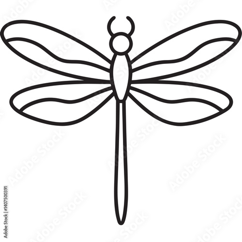Vector white background dragonfly continuous line drawing 