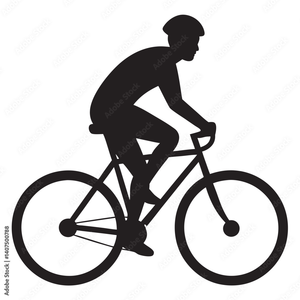 Obraz premium Man riding a bicycle silhouette