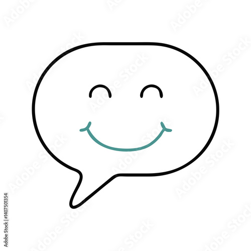 Icon of a smiley face in a chat bubble symbolizing supportive communication and psychological assistance