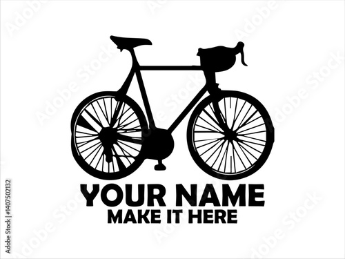 Classic road bicycle depicted in a clean black and white line art illustration showcasing its frame and components. Transportation concept, bicycle logo design and bicycle vector design